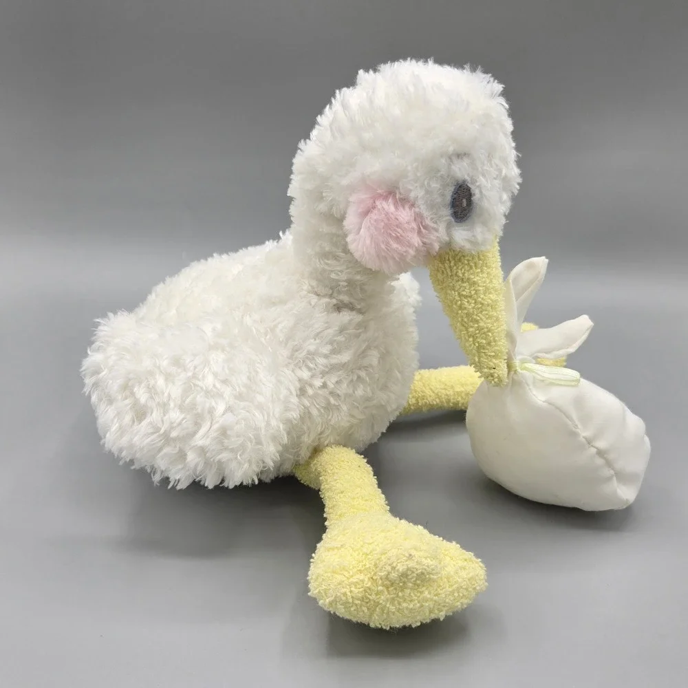First & Main Special Delivery Stork‎ Plush White Yellow Baby Shower Gift 10 inch